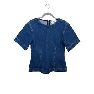 Aligne Denim Top Womens Size 4 Indigo Blue New With Tags Structured Back Zip